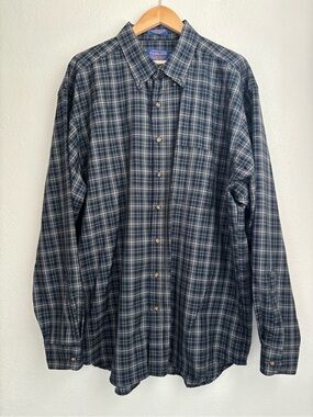 Pendleton | Men's Navy and Gray Plaid Button-Down Shirt